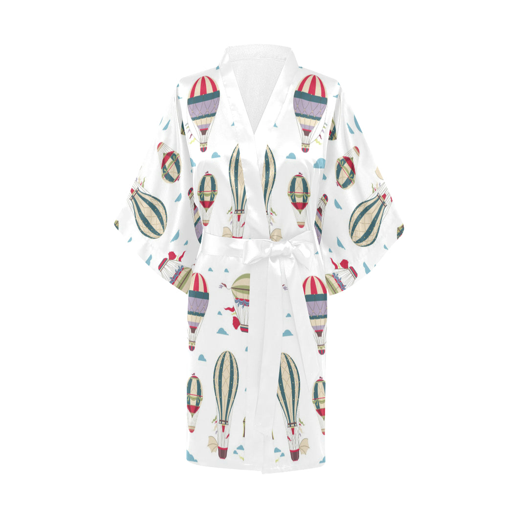 Hot air balloon pattern Women's Short Kimono Robe
