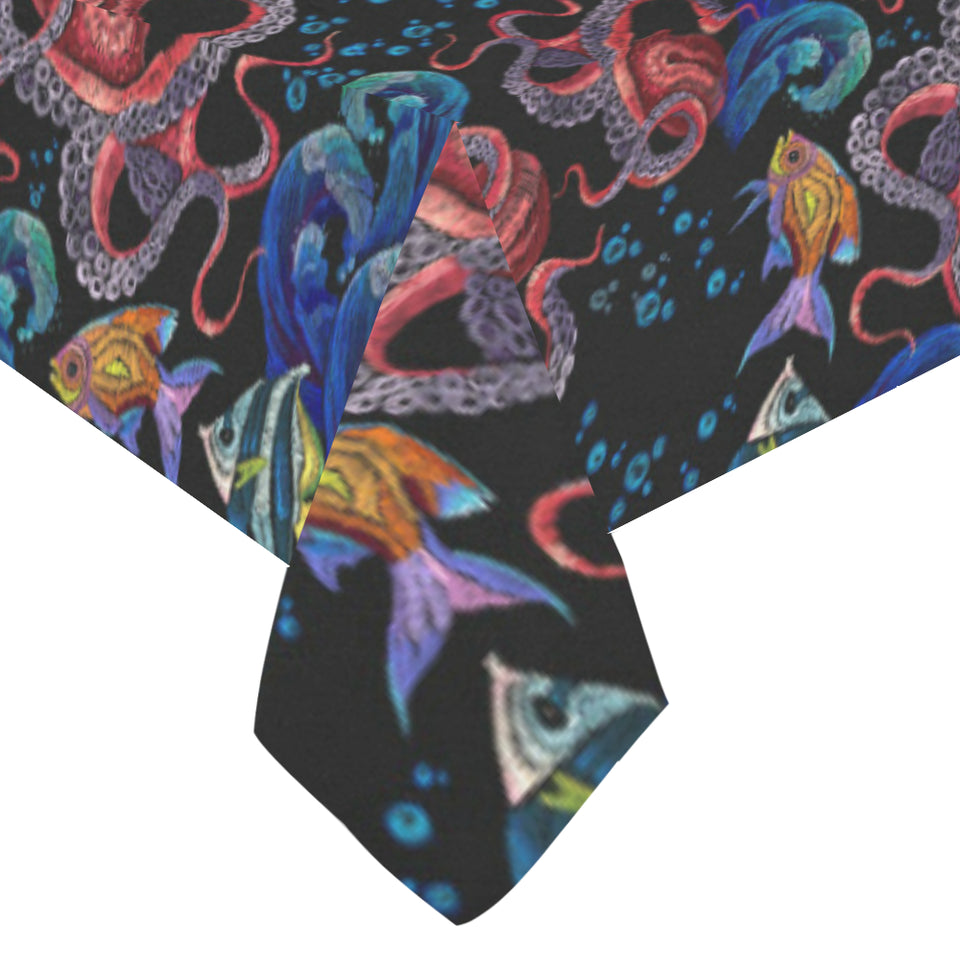 Octopus sea wave tropical fishe pattern Tablecloth