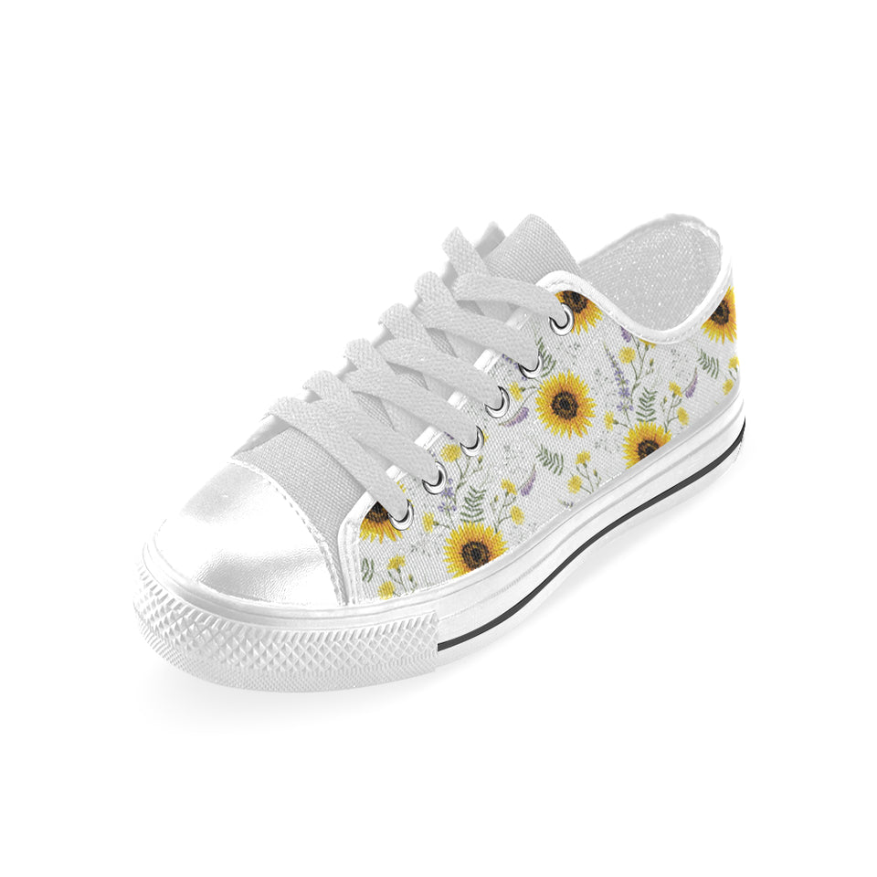 beautiful sunflowers pattern Men's Low Top Shoes White