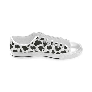 Cow skin pattern Men's Low Top Canvas Shoes White
