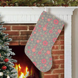 Red gold Sakura cherry blossom gray background Christmas Stocking