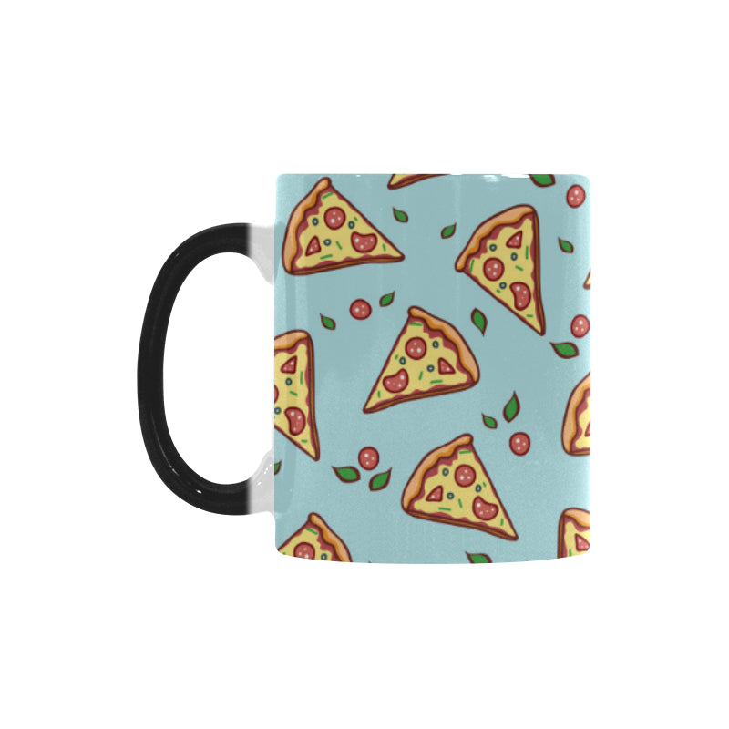 Hand drawn pizza blue background Morphing Mug Heat Changing Mug