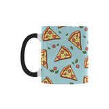 Hand drawn pizza blue background Morphing Mug Heat Changing Mug