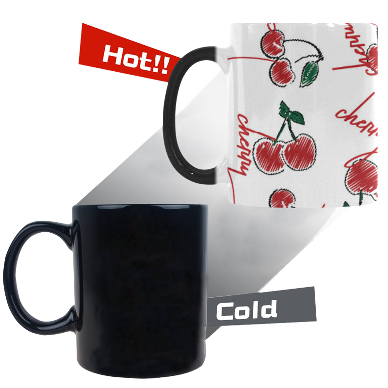 Hand drawn cherry pattern Morphing Mug Heat Changing Mug