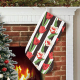 red and white tulips pattern Christmas Stocking