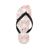 Cute snowman christmas tree snowpink background Unisex Flip Flops