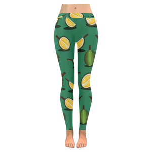 Durian pattern green background Women's Legging Fulfilled In US