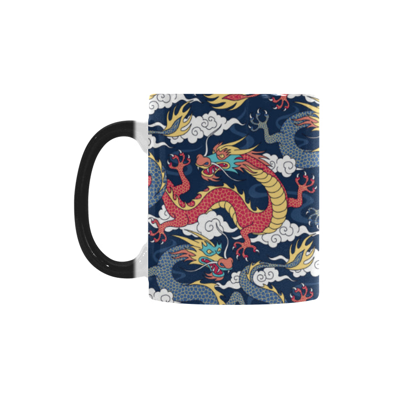 Blue red dragon cloud pattern Morphing Mug Heat Changing Mug