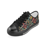 Colorful snake plant pattern Kids' Boys' Girls' Low Top Canvas Shoes Black