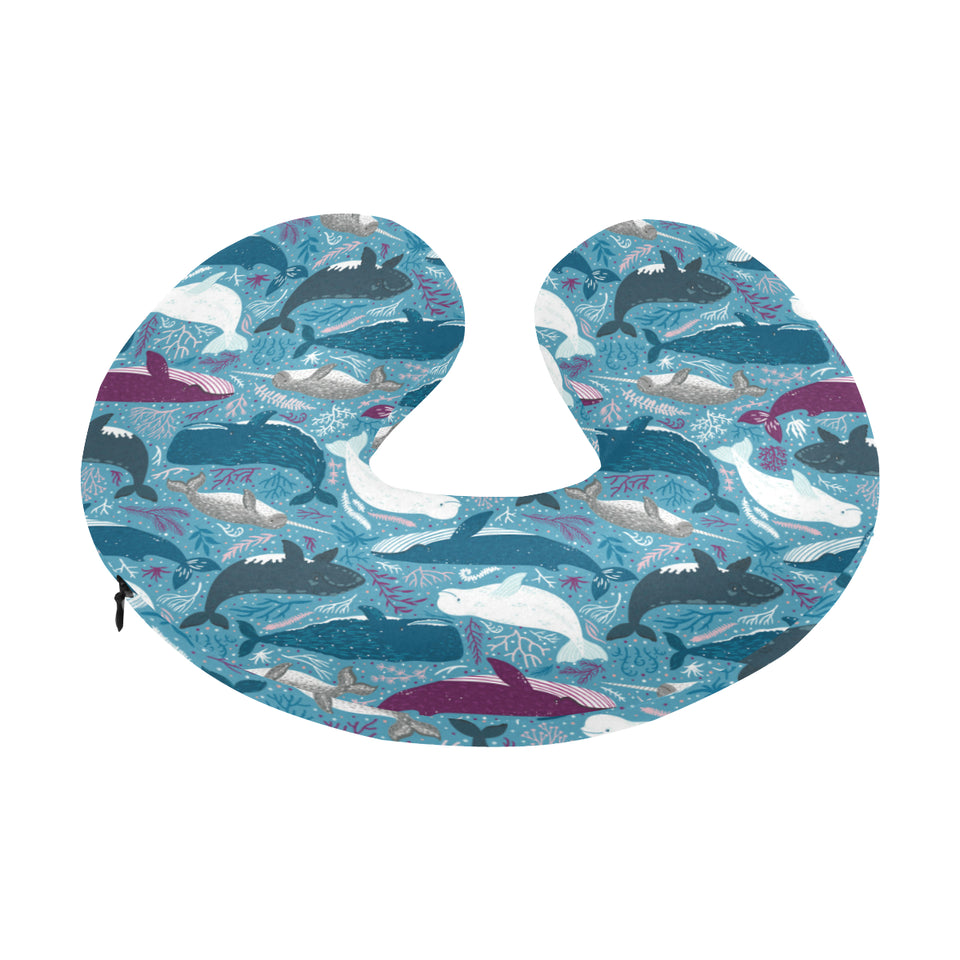 Whale design pattern U-Shaped Travel Neck Pillow