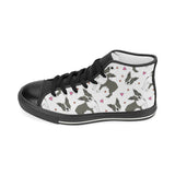 Boston terrier dog hearts vector pattern Men's High Top Canvas Shoes Black