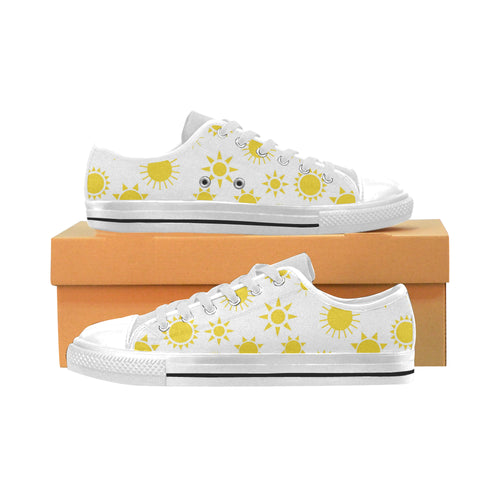 Sun pattern Men's Low Top Shoes White