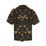 Gold peacock feather pattern Men's All Over Print Hawaiian Shirt