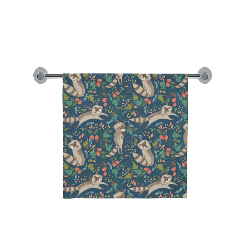 Raccoon tropical leaves pattern Bath Towel