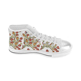 Red tulips and daffodils pattern Women's High Top Canvas Shoes White