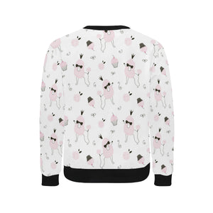 Poodle dog rose cake pattern Men's Crew Neck Sweatshirt