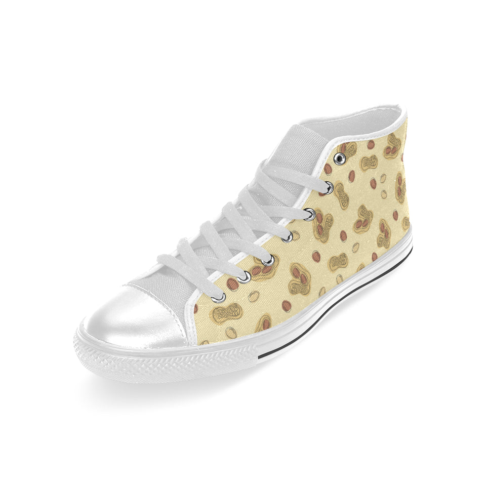 peanuts design pattern Men's High Top Canvas Shoes White