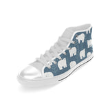polar bear mother her child pattern Men's High Top Canvas Shoes White