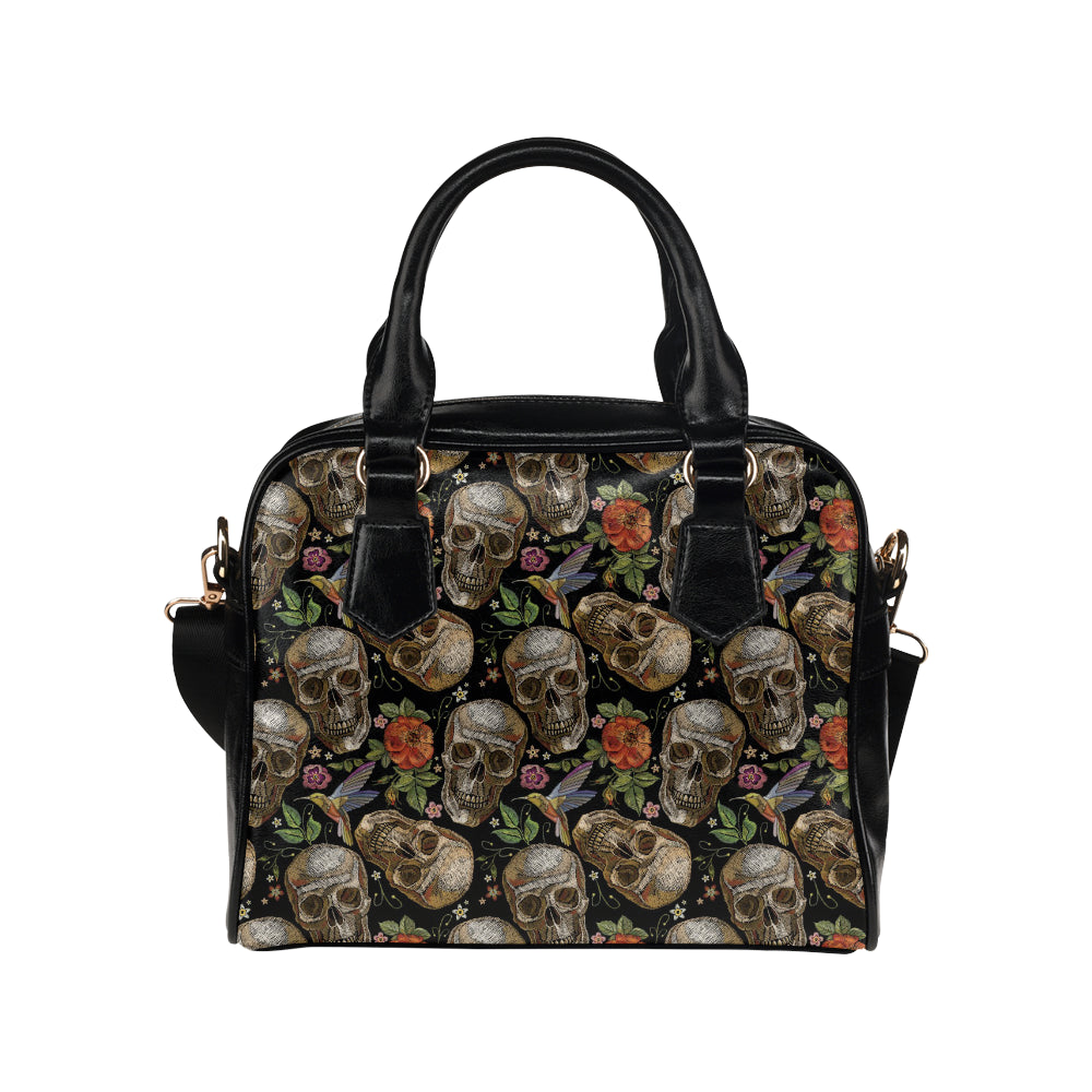Skull rose humming bird flower pattern Shoulder Handbag