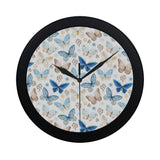 blue butterfly pattern Elegant Black Wall Clock