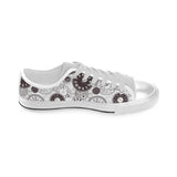 Classic vintage clock pattern Men's Low Top Canvas Shoes White