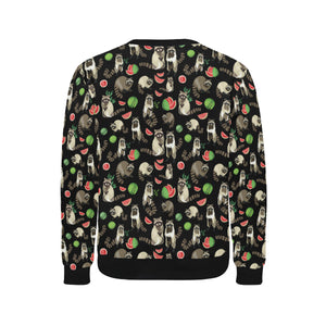 Raccoon watermelon pattern Men's Crew Neck Sweatshirt