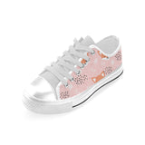 Cute fox pattern pink background Men's Low Top Canvas Shoes White