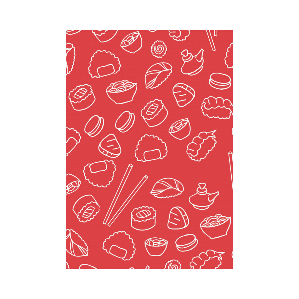 sushi pattern red background House Flag Garden Flag