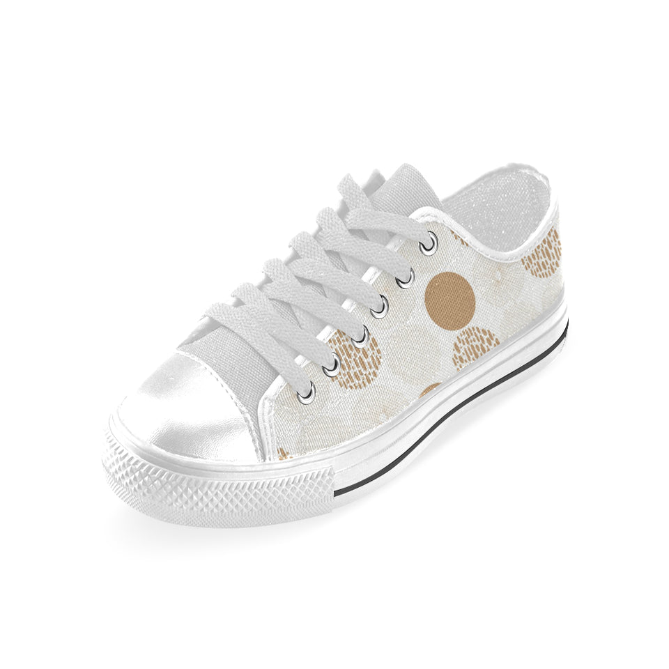 Gold Texture mushroom pattern Men's Low Top Canvas Shoes White