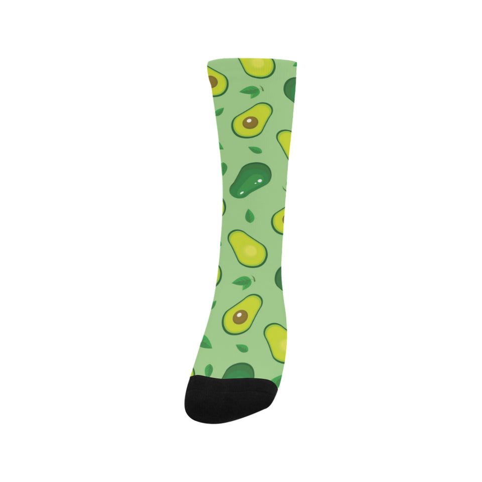 Avocado pattern green background Crew Socks