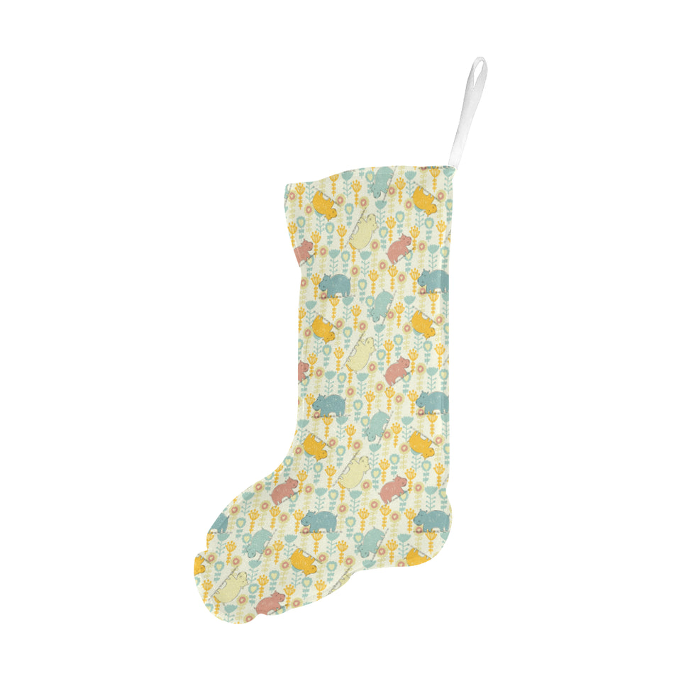 Hippopotamus Pattern Print Design 04 Christmas Stocking