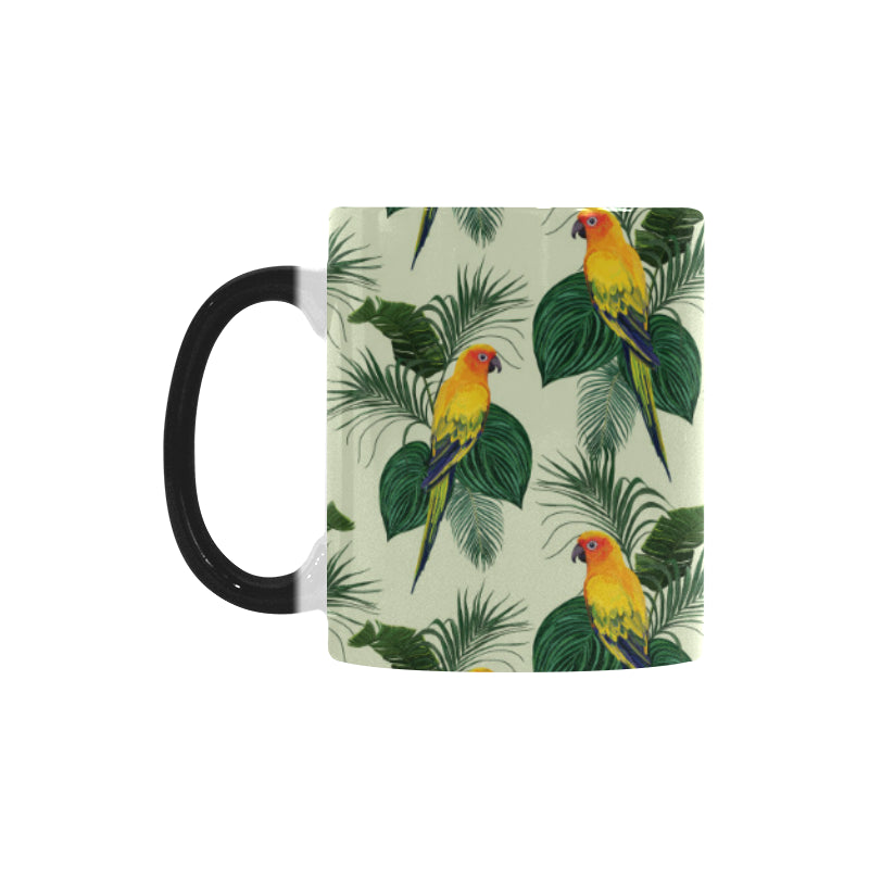 Beautiful parrot palm leaves pattern Morphing Mug Heat Changing Mug