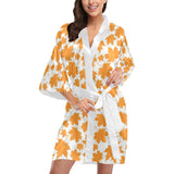 Orange Maple Leaf pattern Women's Short Kimono Robe