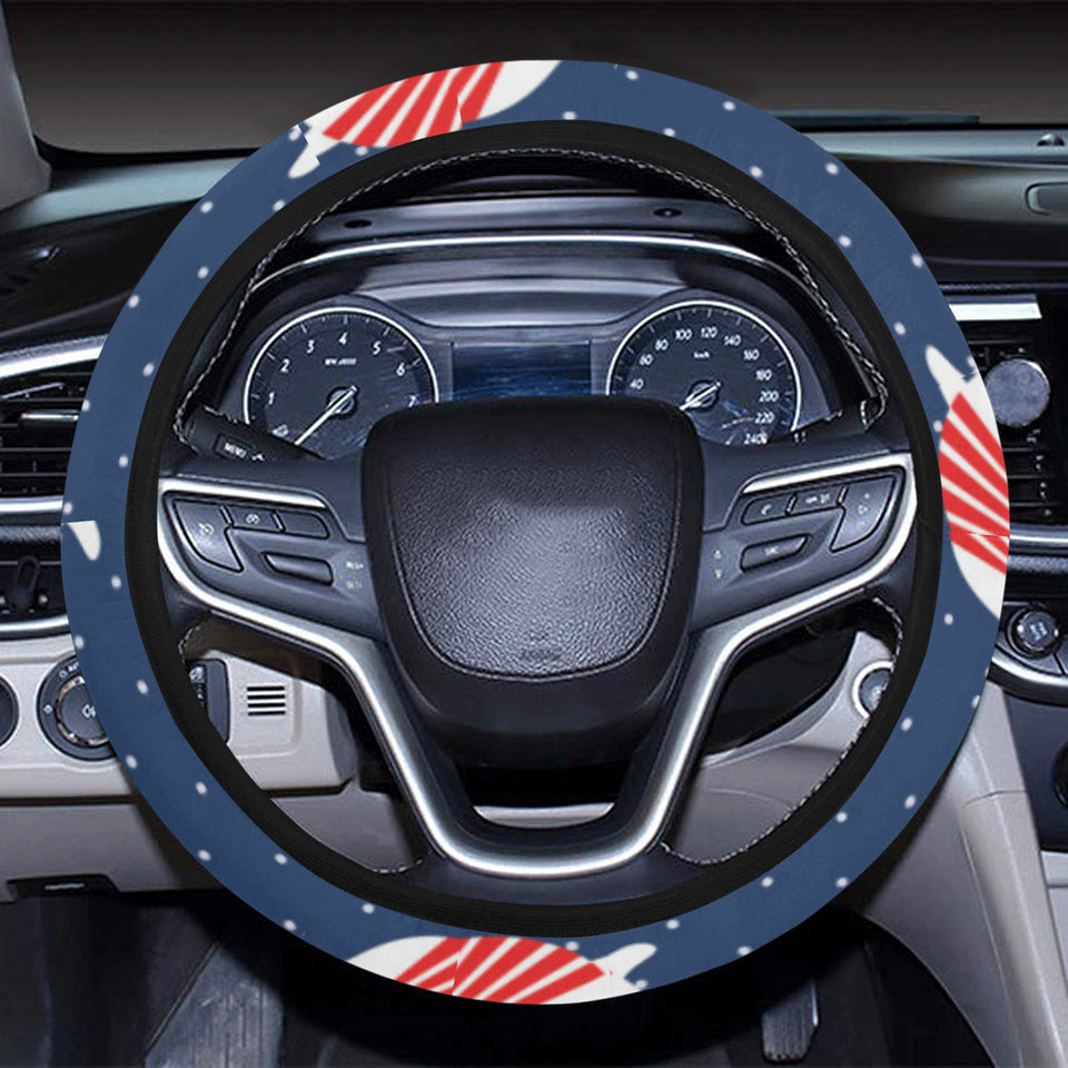 Cute sea lion seal christmas hat candy cane heart Car Steering Wheel Cover