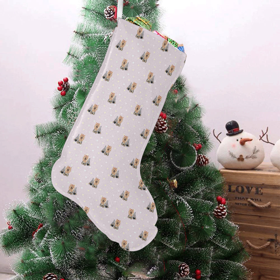 Yorkshire Terrier Pattern Print Design 02 Christmas Stocking