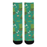 Cute frog dragonfly design pattern Crew Socks