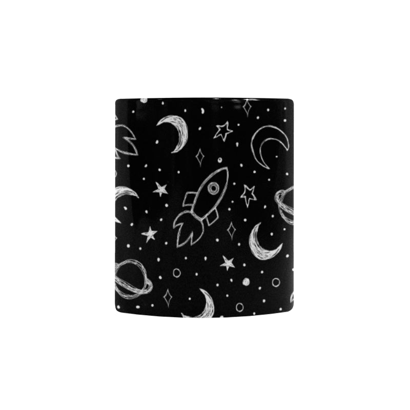 Hand drawn space rocket star planet Morphing Mug Heat Changing Mug