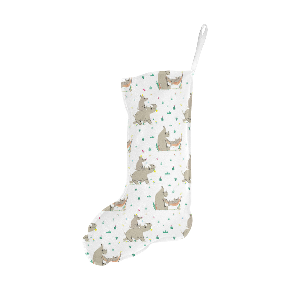 Cute Rhino pattern background Christmas Stocking