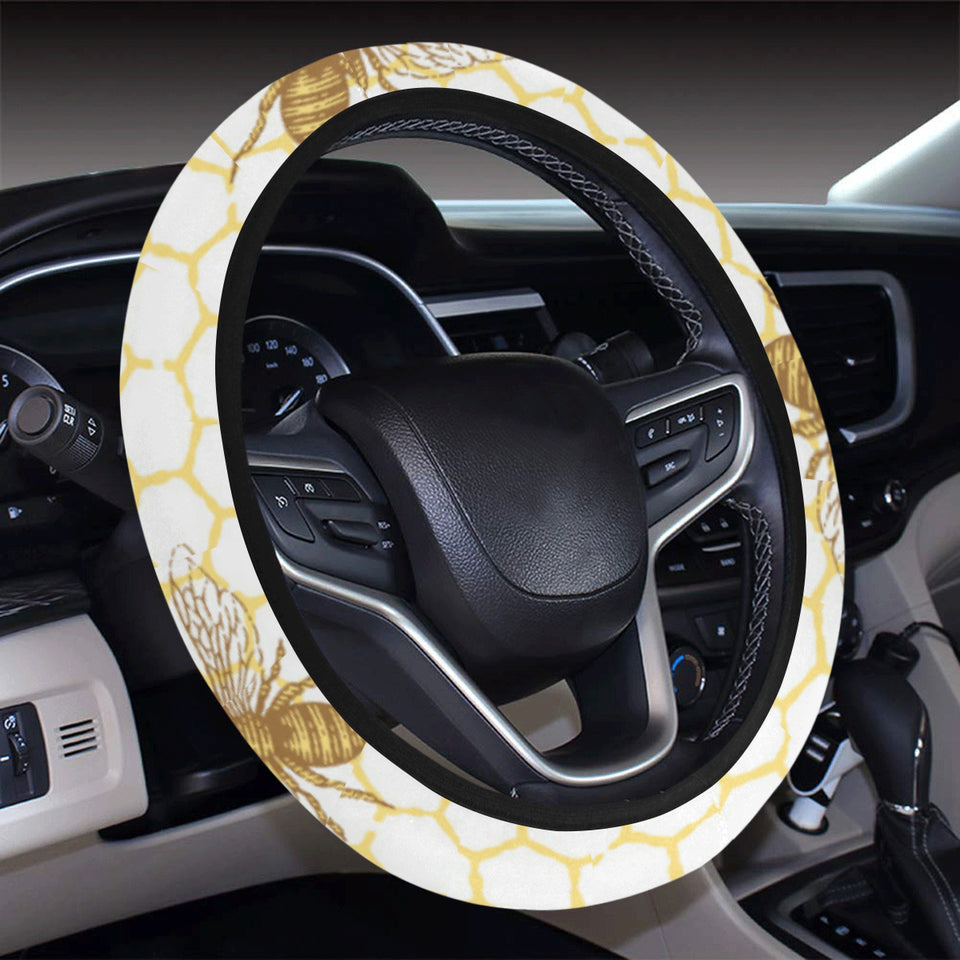 Bee honeycomb seamless design pattern Car Steering Wheel Cover