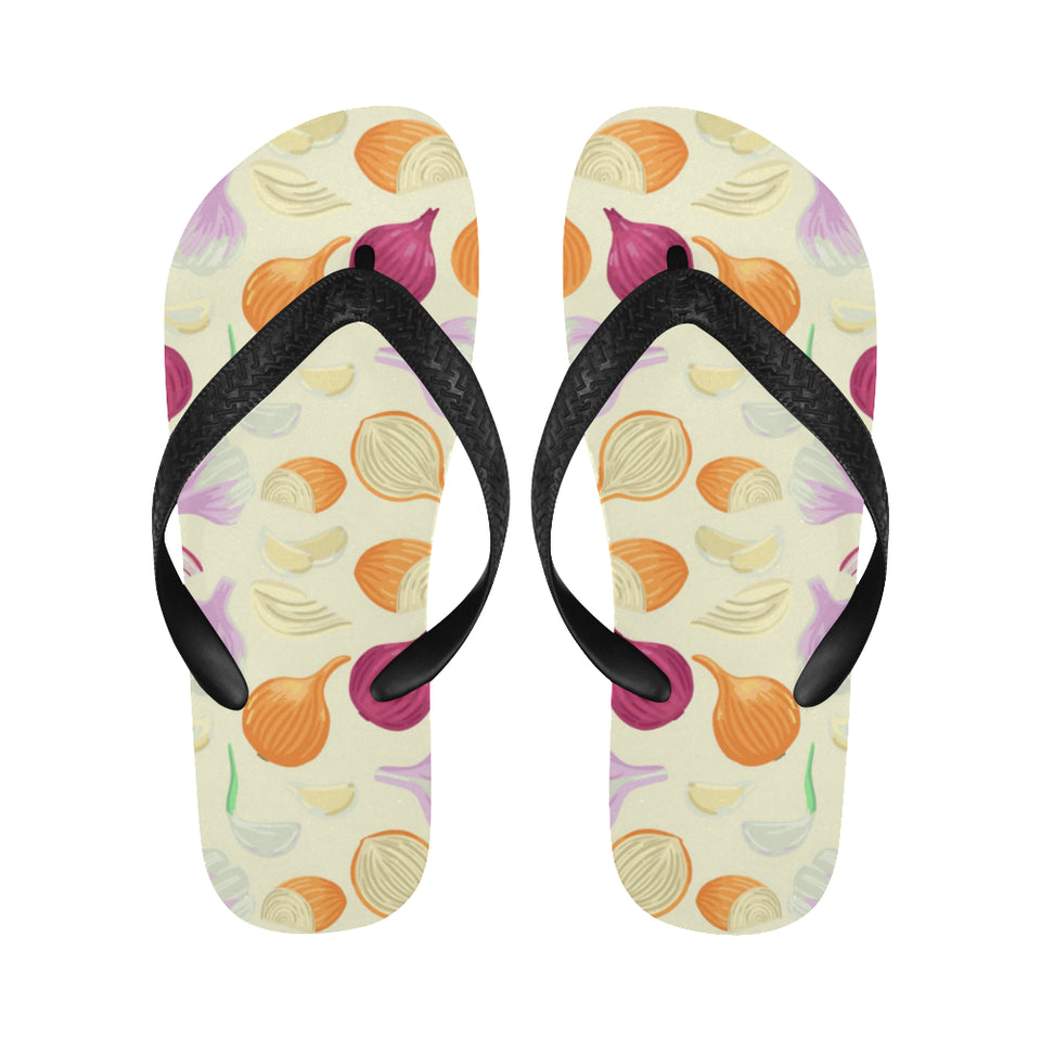 Onion garlic white red pattern Unisex Flip Flops