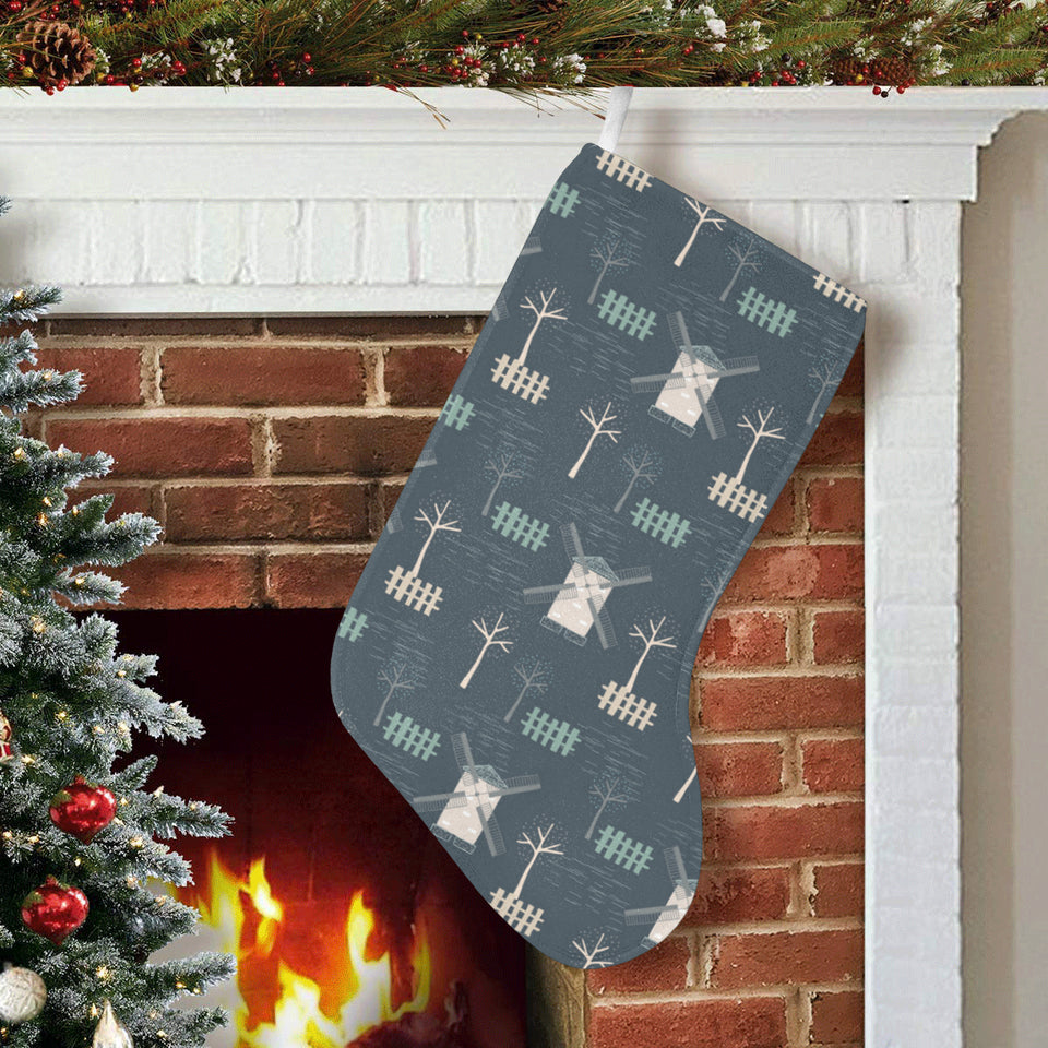 windmill tree pattern Christmas Stocking
