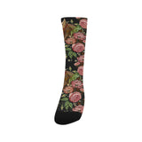 Horse head wild roses pattern Crew Socks