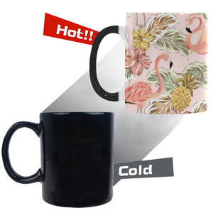 Pink flamingo birds pineapples hibiscus flower pat Morphing Mug Heat Changing Mug