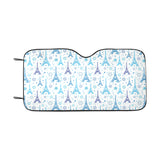 Blue Eiffel Tower Theme Pattern Print Design 01 Car Sun Shade