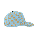 Brown cute pomeranian blue blackground All Over Print Snapback Cap