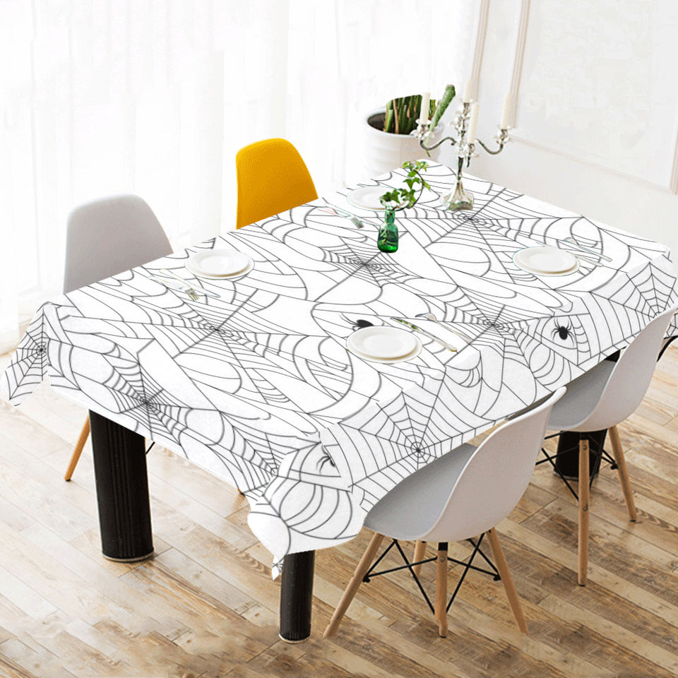Spider web cobweb pattern white background Tablecloth