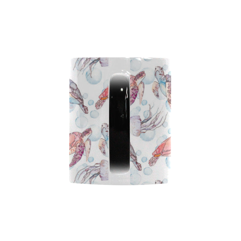 Watercolor sea turtle jellyfish pattern Morphing Mug Heat Changing Mug