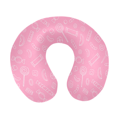 Sweet candy pink background U-Shaped Travel Neck Pillow