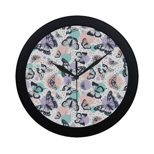 Butterfly pattern Elegant Black Wall Clock