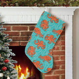 Octopus turquoise background Christmas Stocking